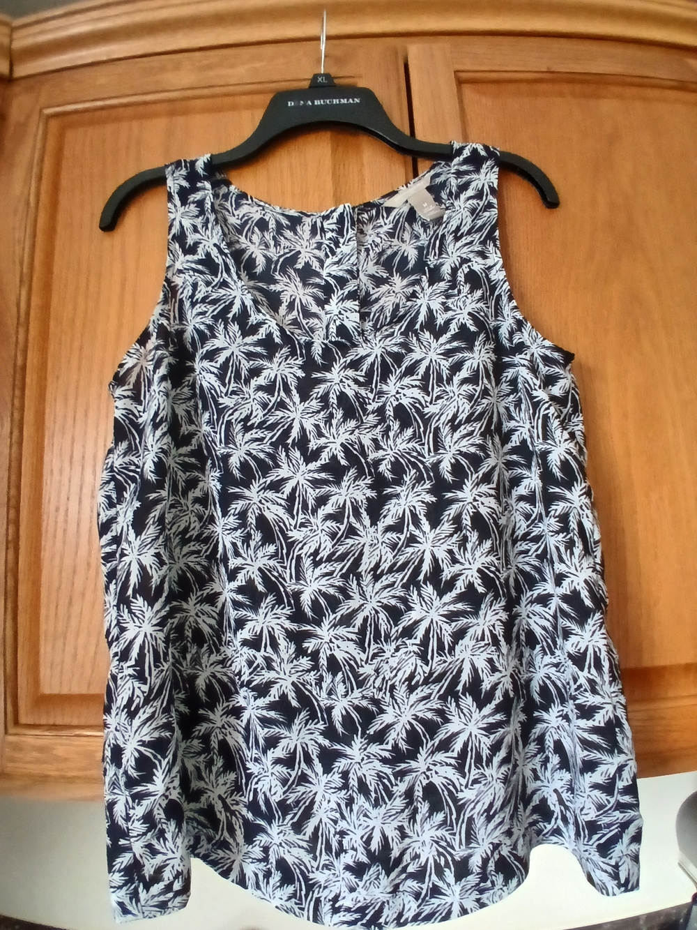 Banana Republic Navy & White Palm-Print Sleeveless Tunic